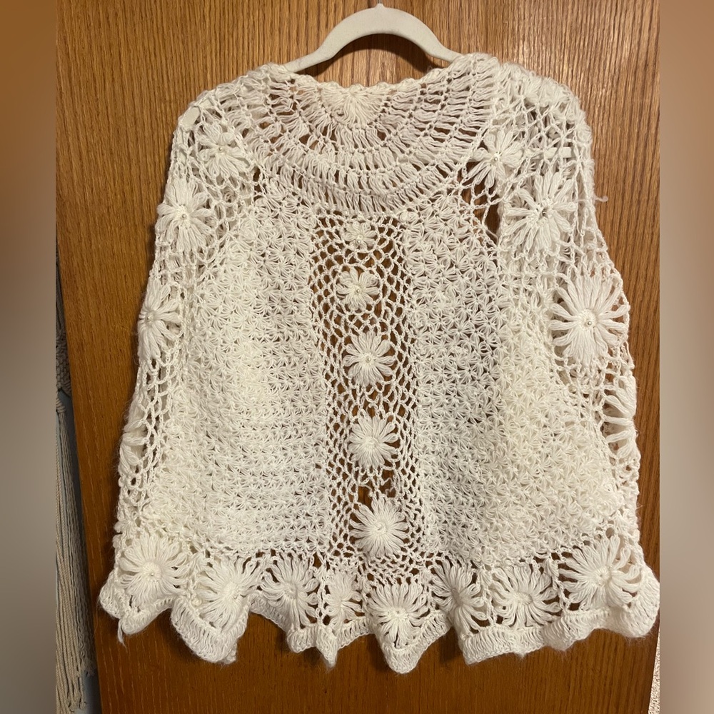 Vintage Knit Crochet Shawl
